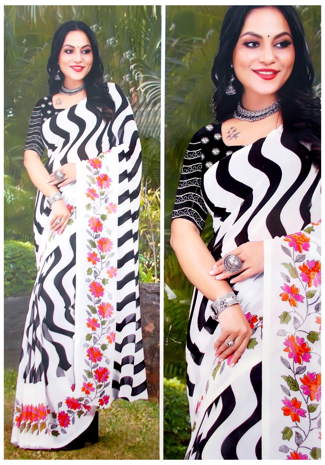 JEORGETTE SAREE WITH BLOUSE