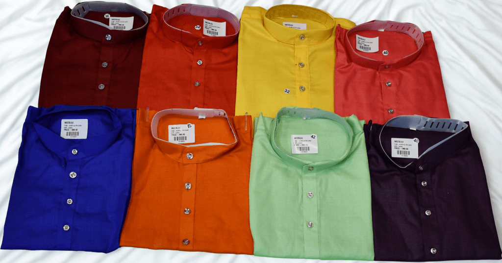 SOLID COTTON KURTA WITH WHITE COTTON PYJAMA