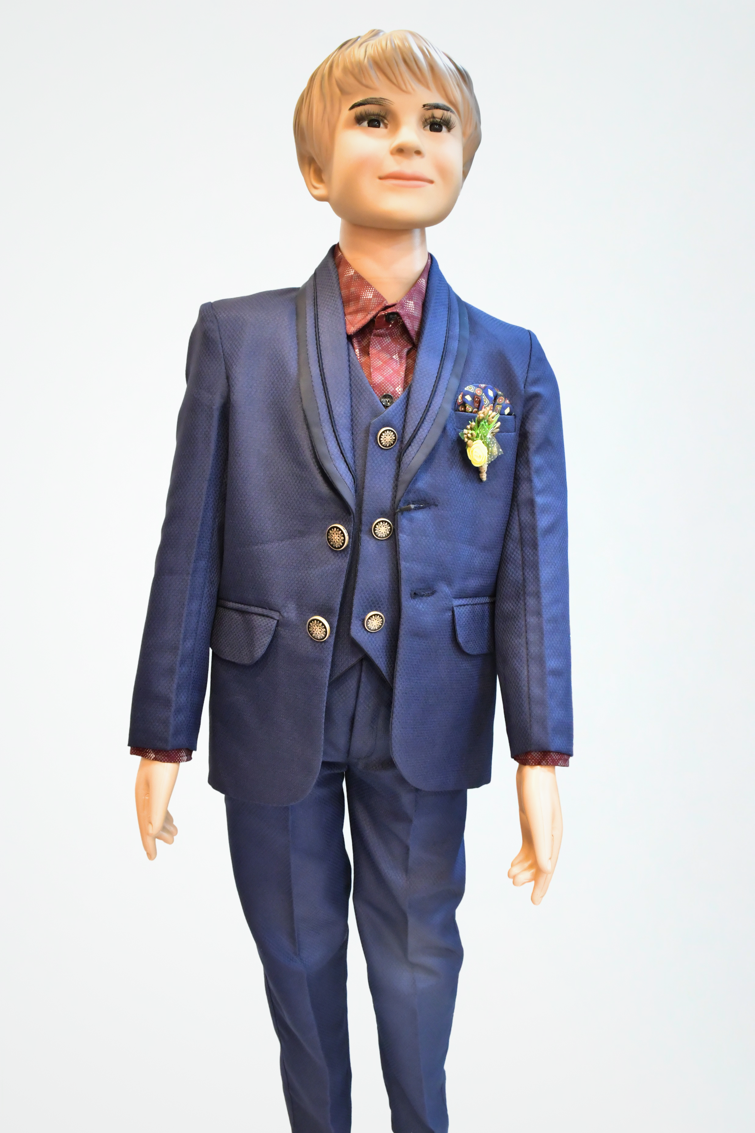 Kids Boys 3 Piece Suit, Set of Coat Pant and Shirt